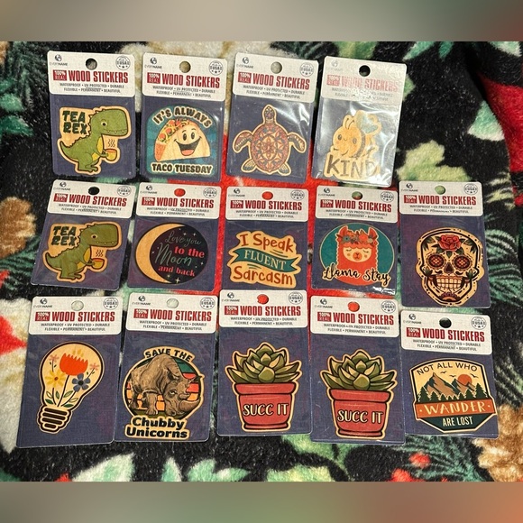 Lot of 14 stickers in total Flexible Wood Stickers Adheres To Flat Or Curved - Picture 2 of 6